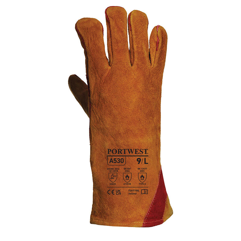 Portwest Reinforced Welding Leather Gauntlets A530 Gloves.co.uk